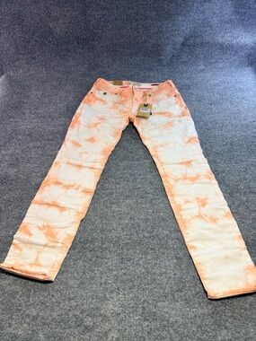 MAISON SCOTCH
 Orange and White Tie-Dye Straight-Leg Jeans